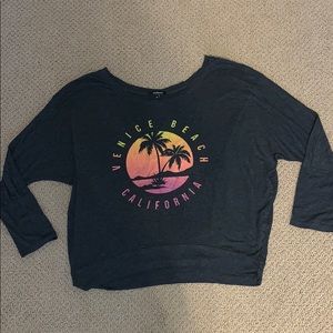 Dark Gray Venice Beach, CA Cropped T-Shirt